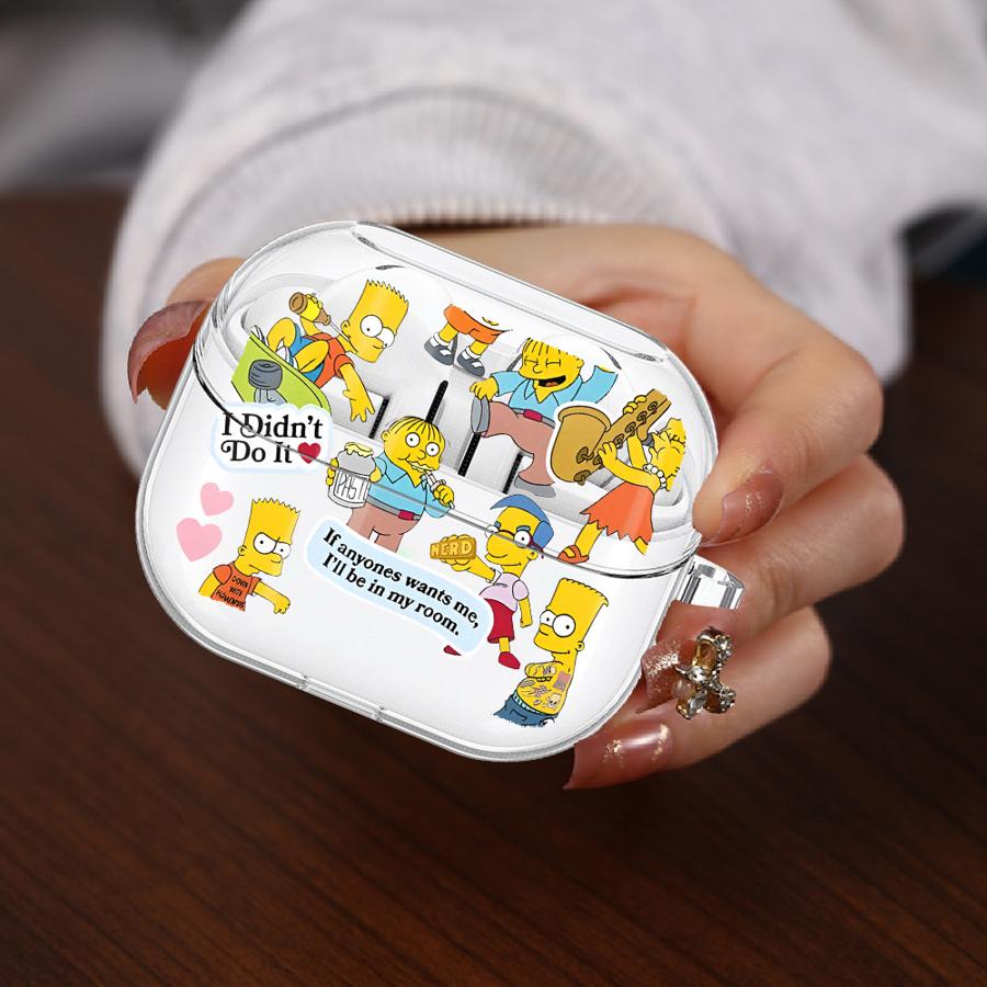Cute The Simpsons Case For Samsung Galaxy Buds 3 FE 2Pro 4 Pro 4Pro 3Pro 2 Live Clear Earphone Cases Cover With Hook