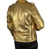 Motocyklová měkká pánská bunda Zlatá kůže Ručně šitá Pravá jehněčí kůže Stylová