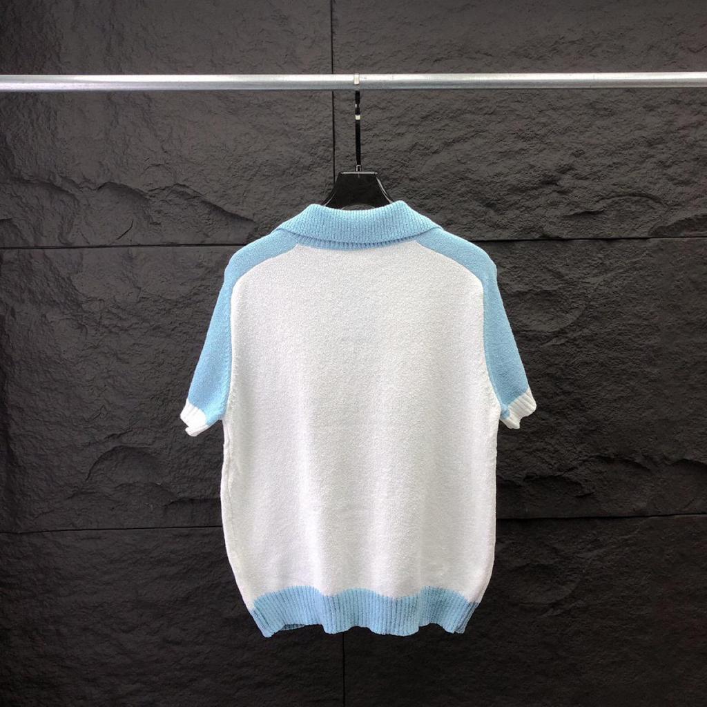 European Style Knit Patchwork Polo - Unisex Design Top