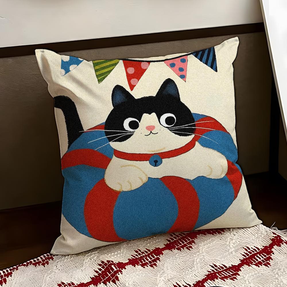 Cartoon Cat Cute Cushion Cover Reversible Soft Durable Pillow Cover Home  Car MultiScene Use for Daily Comfort