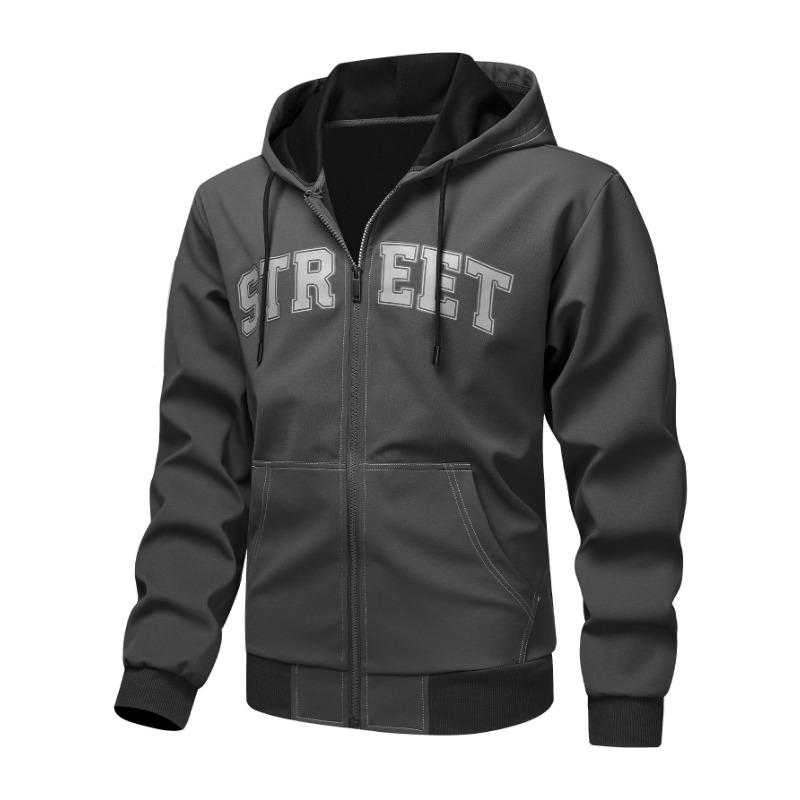 

Мужской повседневный спортивный универсальный кардиган с капюшоном, модная толстовка с длинным рукавом и принтом, куртка, топ S серый