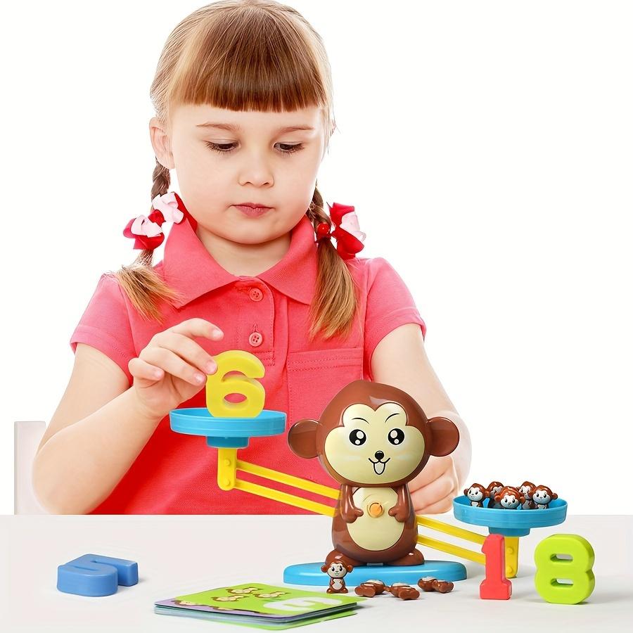 1 educational monkey balance scale toy, plastic math learning game, suitable for children, unisex kindergarten balance board, ideal gift
