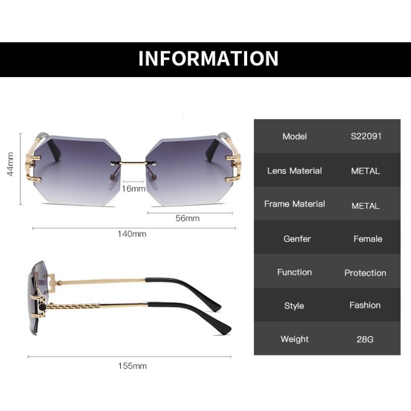 Retro Rimless Polygon Sun Glasses Women Brand Designer Sunglasses Fashion Shades Square Cutting Lens Ladies Frameless Eyeglasses