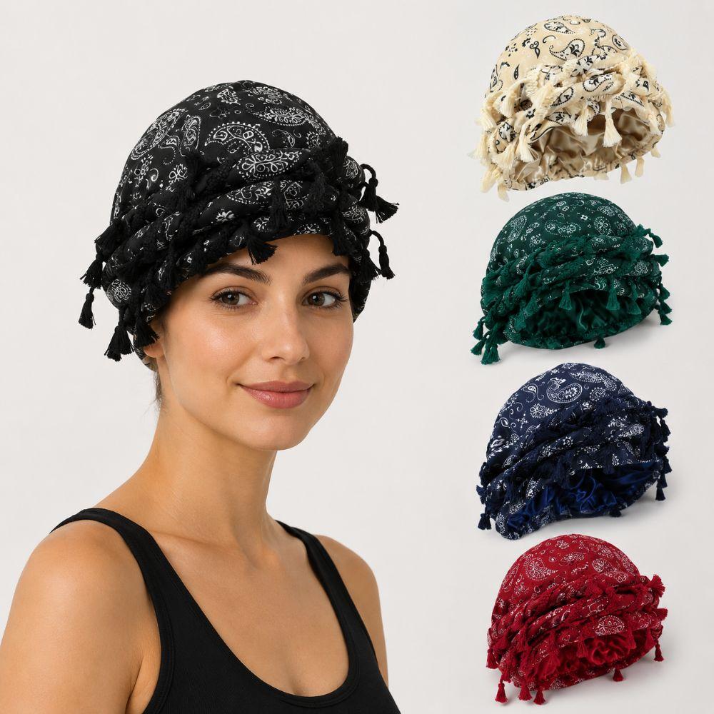 Tassel Twist Head Wraps Cashew Print Durag For Men Unisex Hair Wrap Scarf  Fashion Accessory