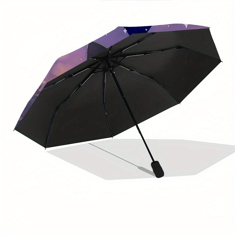 1pc Black Cat Themed Design Umbrella 8 Rib Frame, One-touch Automatic Opening 3 Fold Umbrella, Fashion Gift-p0803053