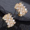Vintage Exquisite Stylish Bright Zircon Gold Color Earrings for Women Simple Elegant Daily Wear Party Jewelry Gift Accessories