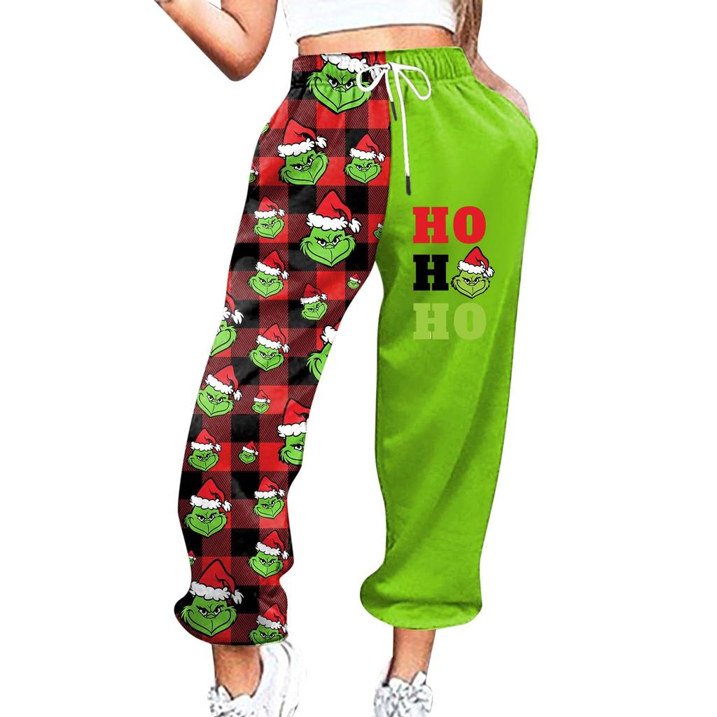 Women's Casual Fashion Christmas Printed Casual Sweatpants Elastic Waist Drawstring Pants