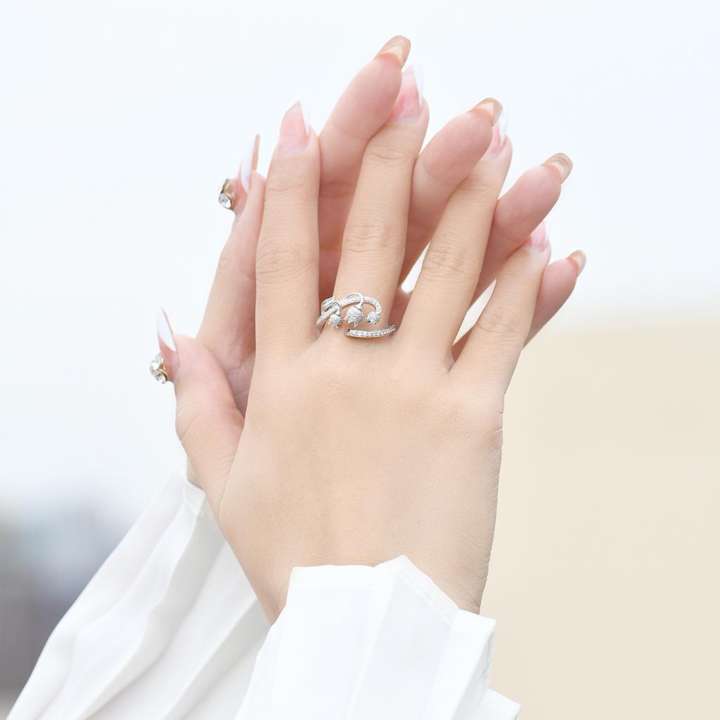 Exquisite Bud Zircon Flower Ring  Stamp High Quality Micro Setting High Carbon Diamond Ring Party Birthday Jewelry Gift