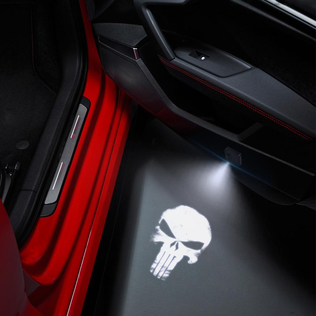 1/2PCS Skull Head Car Door Welcome Lights Laser Projector Logo Wireless Sensing For Jeep Wrangler Opel Hyundai Volvo Ford Dodge ALY1