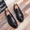 Korean style mens casual business wedding formal dress soft leather shoes slip on tassels shoe black tide platform loafers male