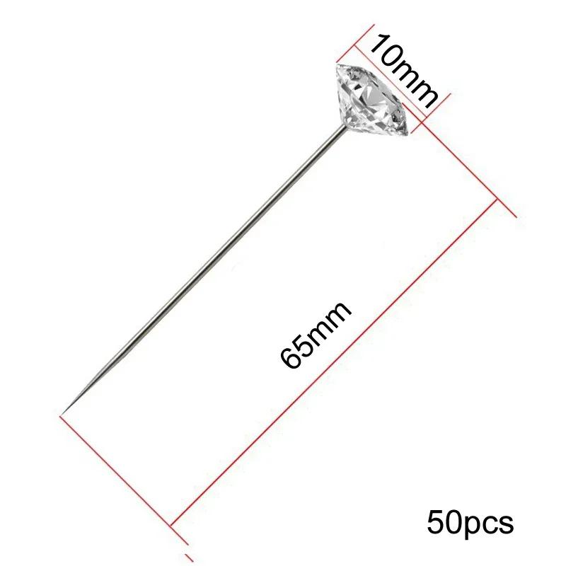 50/100 Stück Diamantkopf Positionierungsnadeln Stich Nähnadeln Gerade Stecknadeln zum Drücken für DIY Basteln Nähwerkzeug Zubehör