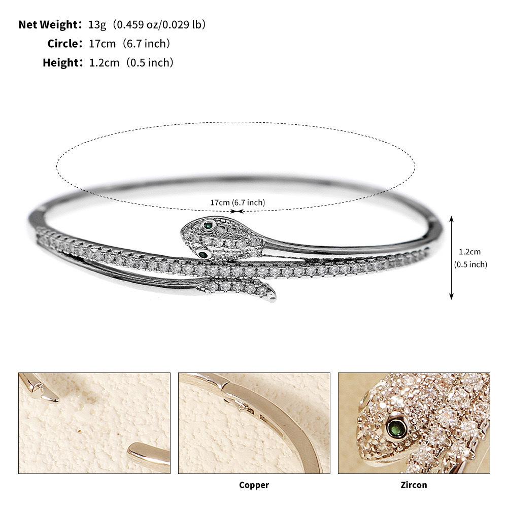 18K Gold Snake-shaped Zirconia Bracelet - European & American Design, Luxurious High-end Jewelry