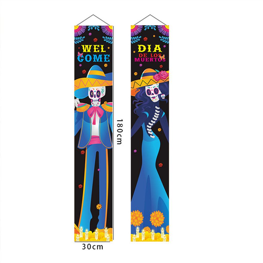 Skeleton Couple Couplet Festive Halloween Hanging Door Curtain Party Decoration Hanging Flags Mexican Porch Sign For Doorway