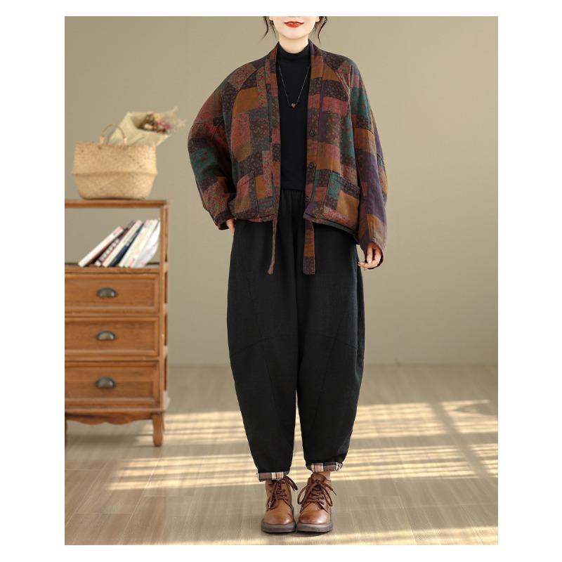 DIMANAF Nouveau Manteau Automne Hiver Grande Taille Femme Vestes Basiques Manches Longues Vêtements d'Extérieur Amples Décontractés Vintage