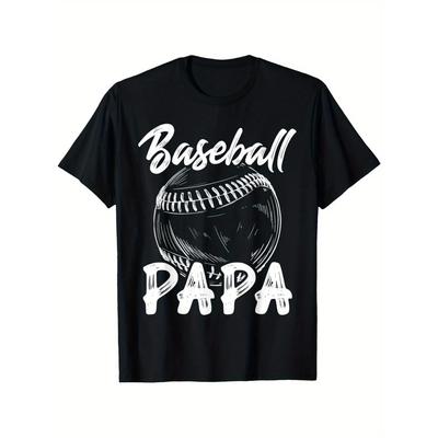 Baseball Papa Men's 100% Cotton T-Shirt - Casual Fit with Baseball Graphic | Perfect Gift for Dad \u0026 Family Matching