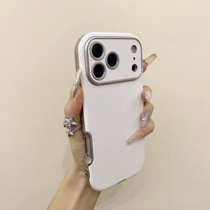 Luxury Suede Leather Bumper Case for iPhone 17 16 15 14 13 12 11 Pro Max Plus Business Frosted Shockproof Plating Round Cover