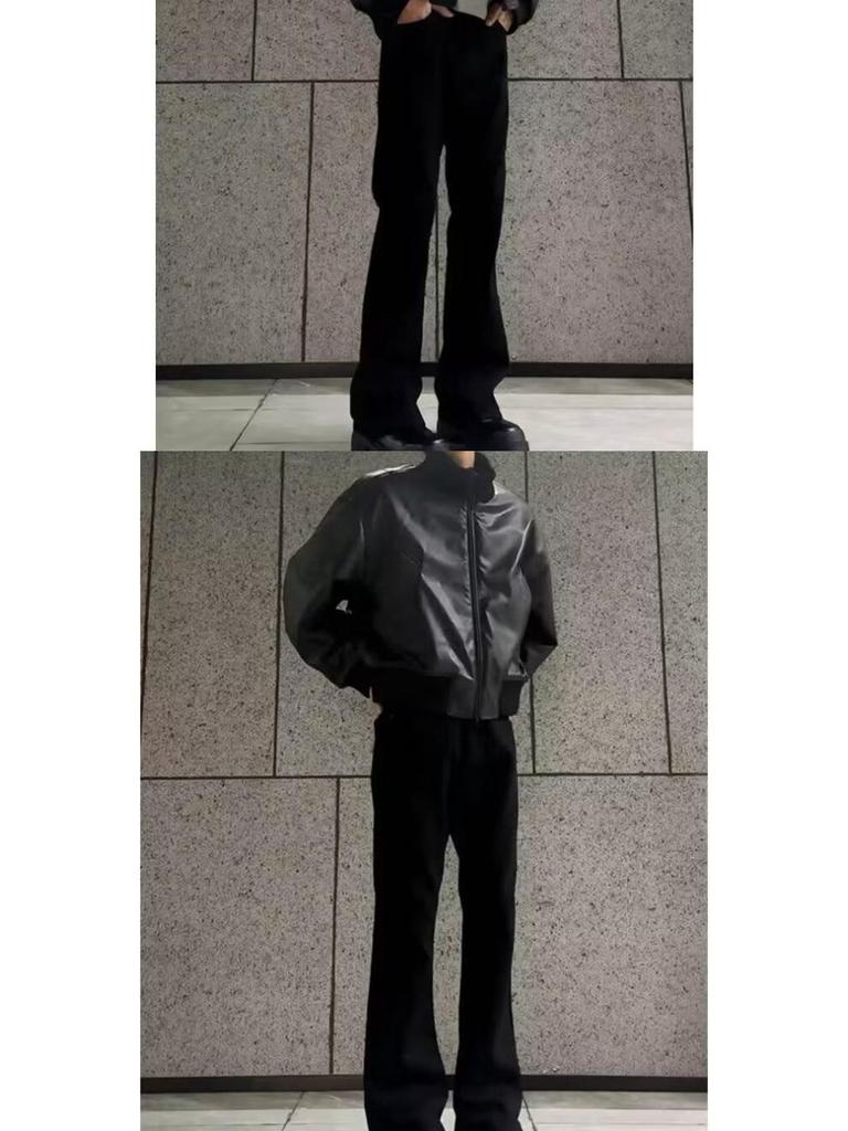 American Style Men's Casual Baseball Jacket - PU Leather, Thick Cotton Padded