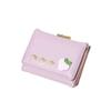 Cute Fruit Pattern Short Folding Card Bag PU Candy Color Trifold Wallet Sweet Solid Color Card Holder Girl