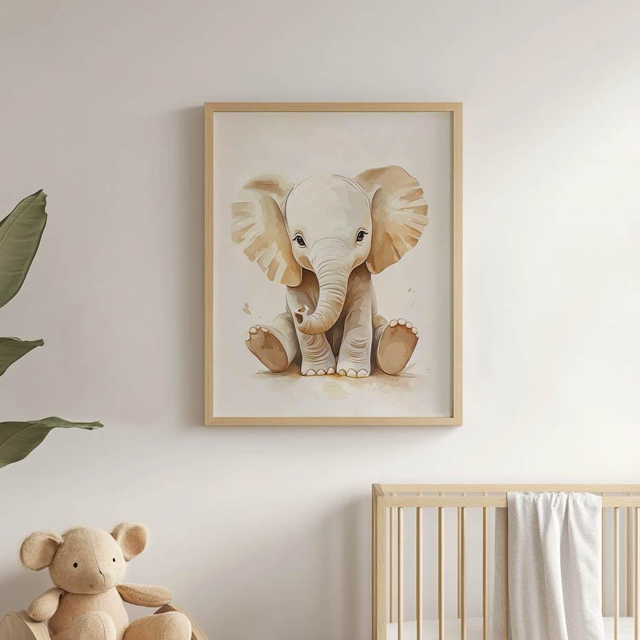 Plakat Mały Słonik W Minimalistycznym Stylu Plakat Mały Słonik W Minimalistycznym Stylu, 50X70 Cm, Bez Ramy, Papier Matowy 230 Gsm