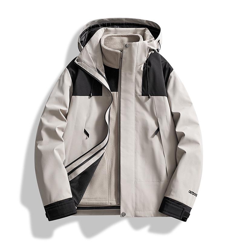 Couple's Autumn Winter Windbreaker: Thick, Velvet-Lined 3-in-1 Jacket for Live-Stream Sales