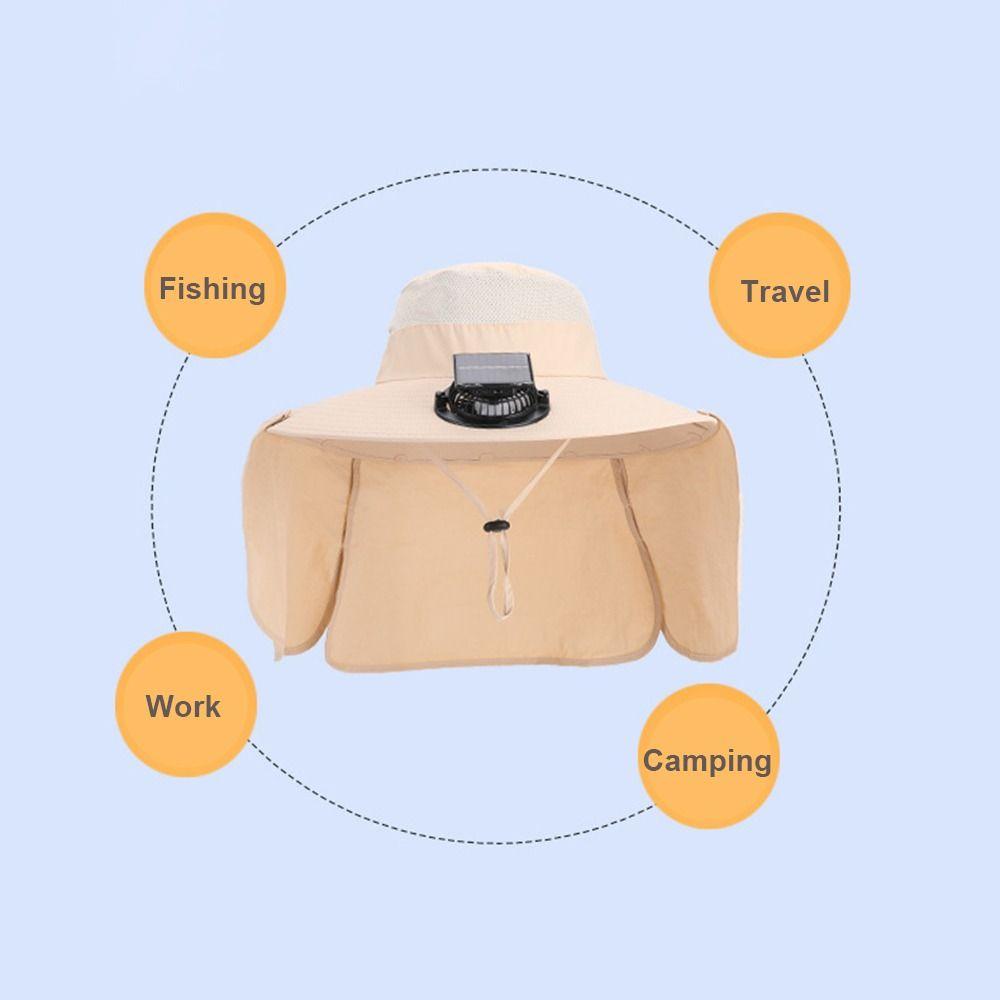 USB Charging Solar Fan Hat Quick Dry Bucket Hat Fashion Men Sun Hat  Summer