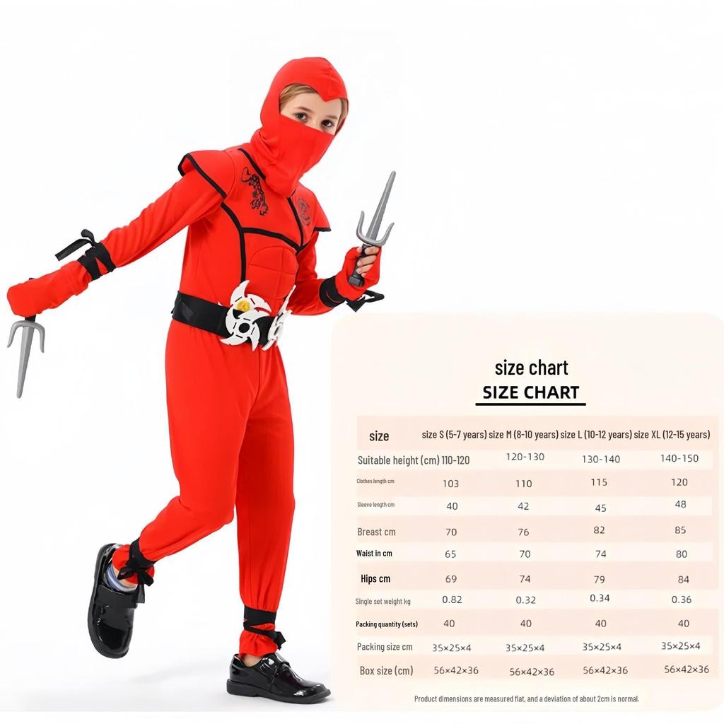 Gyermek Halloweeni Nindzsa Jelmez Cosplay Szett Szerepjátékhoz és Előadáshoz