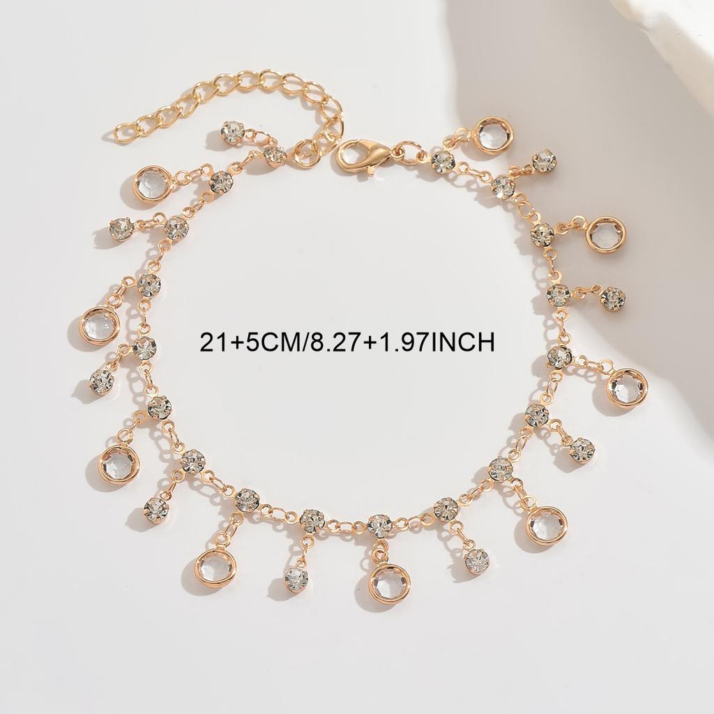 European and American fashion sexy fringed rhinestone anklet, trendy personality simple beach vacation foot accessories, female