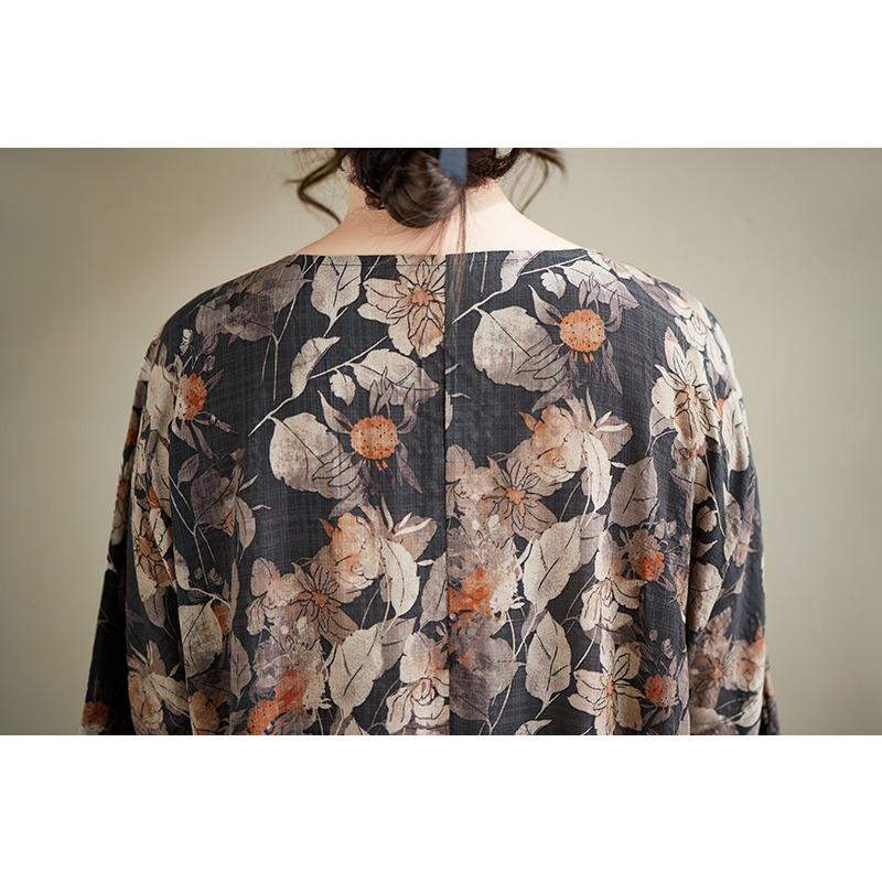 DIMANAF 2026 New Plus Size Spring Summer Beach Vintage Lady Long Dress Women Loose Oversize Maxi Floral Print