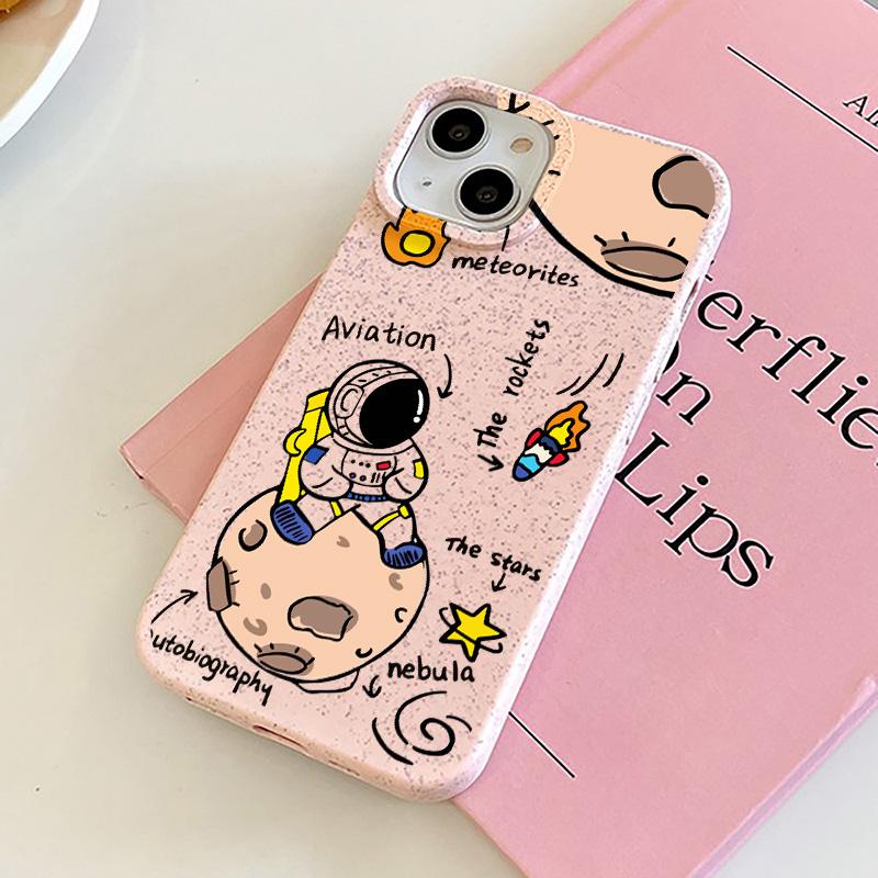 

Чехол для телефона iPhone 16 15 14 13 12 11 Pro Max iPhone 11 13 16 15 14 12 X XS XR 6 7 8 SE iPhone 6 7 8 Plus Разлагаемый чехол из пшеничной соломы iPhone 16 Pro Max розовый