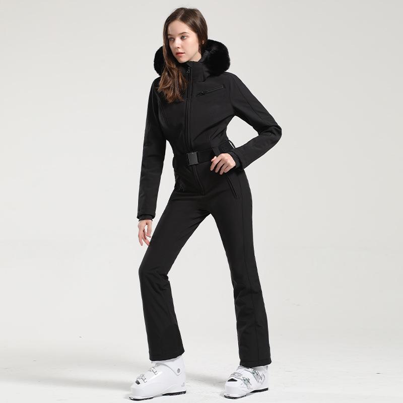 Women's Slimming One-Piece Windproof Ski Suit - Thickened and Warm