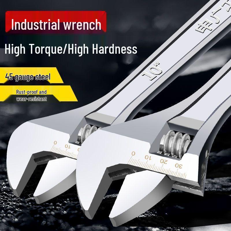 Universal Multifunctional Adjustable Wrench with Large Opening: 6, 8, 10, 12, 15, 18 Inches, High Hardness