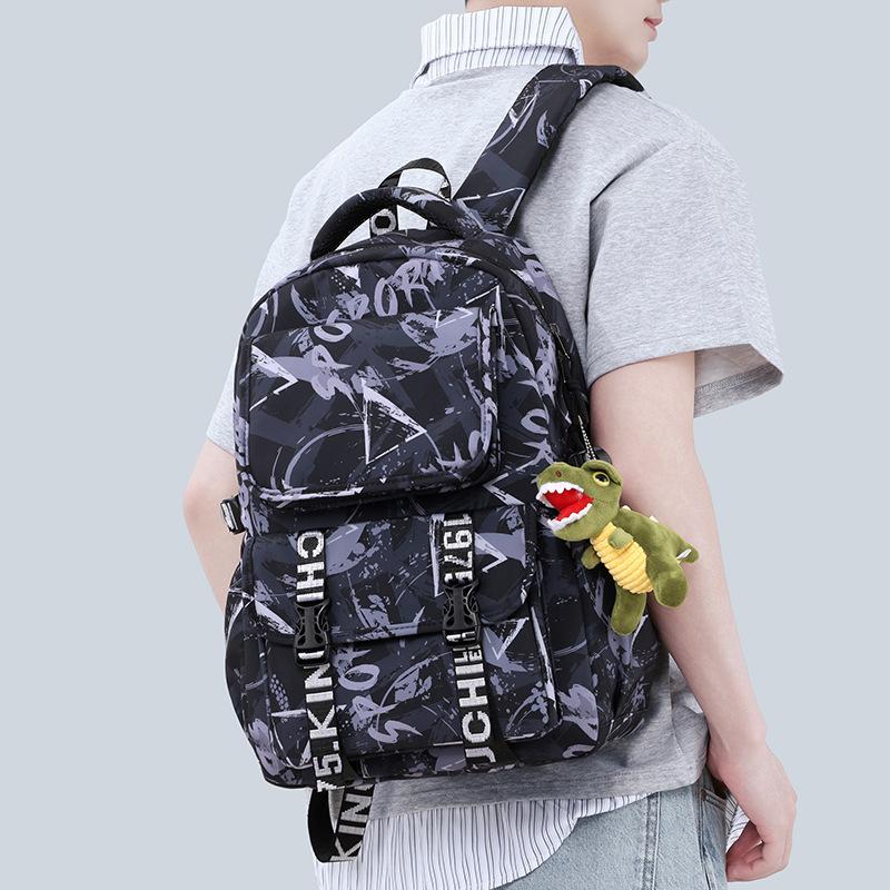Schoolbag New Fashion Versatile Student Male Personality Simple Graffiti Letter Backpack Large Capacity High School Student Casual Backpack