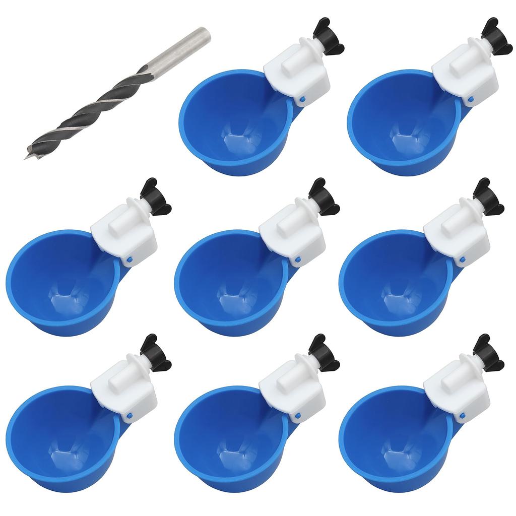 8pcs Chicken Water Cups with Mounting Hole Opener Chicken Feeder Cups Chick Feeder for Duck Chicks Goose Turkey Bunny and Bird