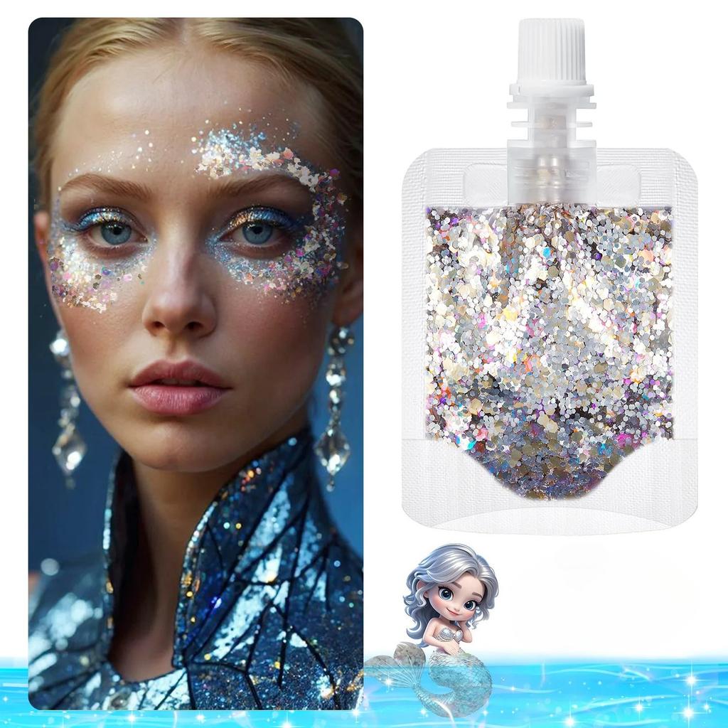 1 Bag Mermaid Gel Body Glitters Set Vibrant Sequin Mermaid Makeup Eye Shadow Ideal for Beach Party Looks Beach Make Up Wholesale