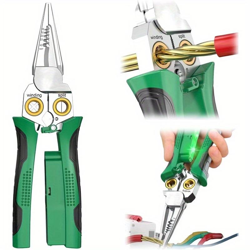Damaly,8-in-1 Wire Stripper & Twister with Voltage Tester - Peacock Green High-Carbon Steel Multi-Tool for Electricians