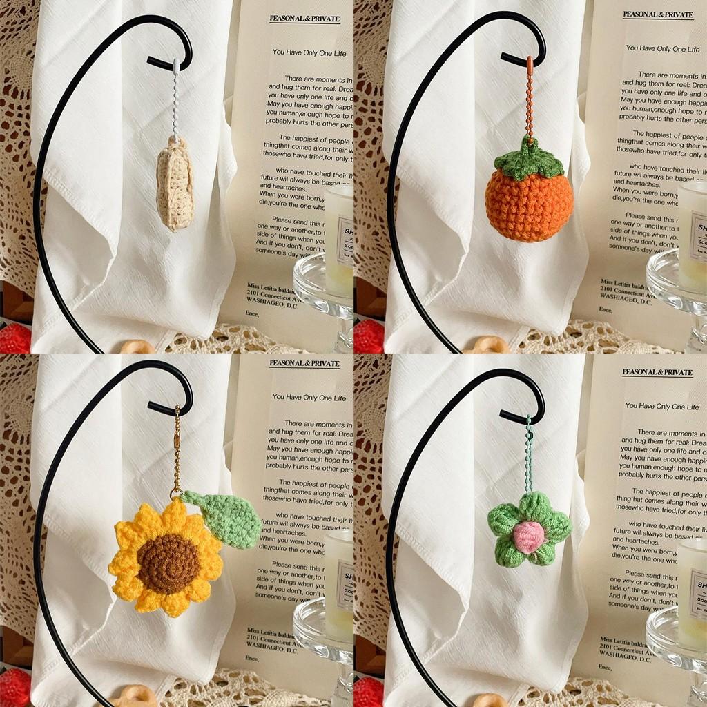 Creative Peanut Persimmon Flower Strawberry Knitted Pendant For Girls Bag Accessories Gift Idea