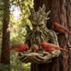 Tree Face Bird Feeder Weatherproof Resin Sculpture Decorative Birdseed Holder Outdoor Bird Feeder Mounted On Tree for Garden Backyard Art Decor