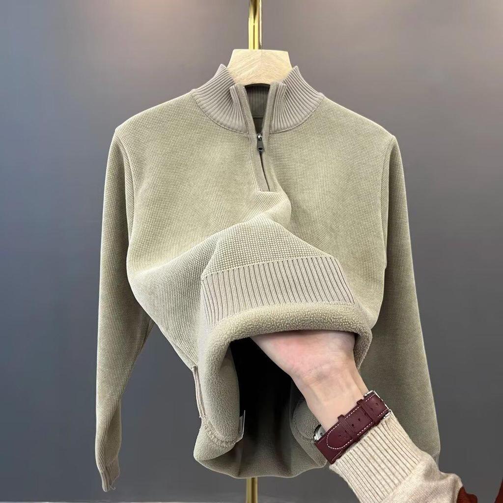 Herren Winter Fleece Halbhoher Kragen Strickware