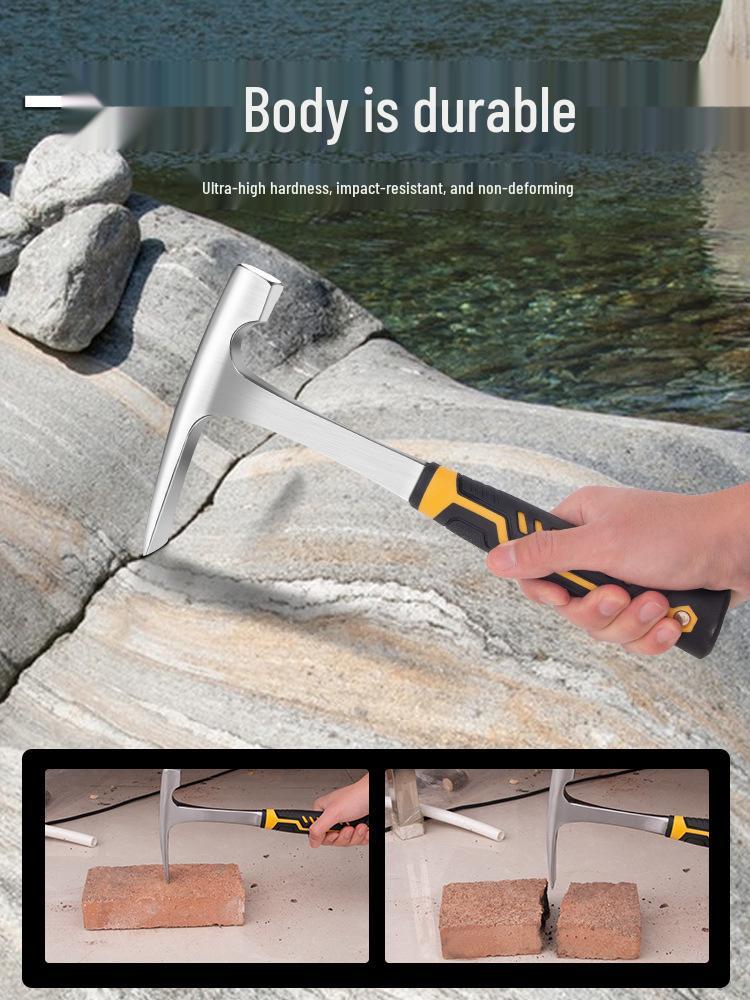 Geological Rock Hammer with Pointed and Flat Heads for Quarry, Mining, and Mountaineering