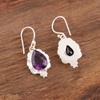 Amethyst Edelstein Schmuck, Handgefertigte Silber Ohrringe, Wunderschöne 925 Massiv Sterling Silber Ohrringe, Zartes Geschenk für Frauen