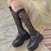 1 Pair Kawaii Bow Lace Mid Calf Girl Sock JK Schoolgirl Mary Jane Cut-out Socks Summer Jacquard Bow Floral Thin Tweed Stockings