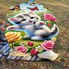 1PC cat flowers Automatic Open/Close Umbrella with Windproof, 8-Rib Sturdy Canopy, Durable Ribs, Fashionable Design, Outdoor Accessory, Fun Prin, Holi