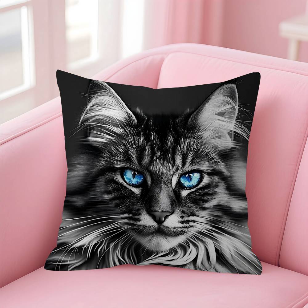 Maine Coon Cat Maple Design Cushion Cover Happy Autumn Harvest Decor Holiday Decorati Pillow Cover