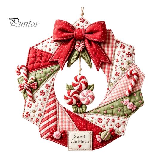 Progetti Creativi Fai da Te per la Casa Ghirlanda Patchwork Kit Artigianale, Modelli Stagionali da Cucito Natalizio, Kit Trapuntatura Fatti a Mano per Adulti Stile Rustico