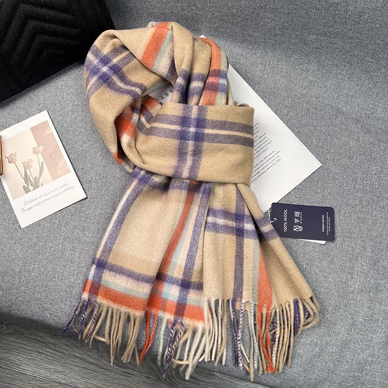 2024 Women's Winter British Style Scarf: 100% Pure Australian Wool, High-End & Warm