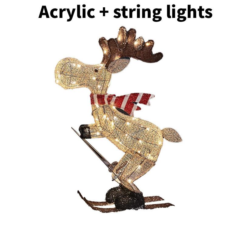 

Уличная фигура Рождественский Лыжный Лось Огни Садовая Декоративная Лампа для Дома