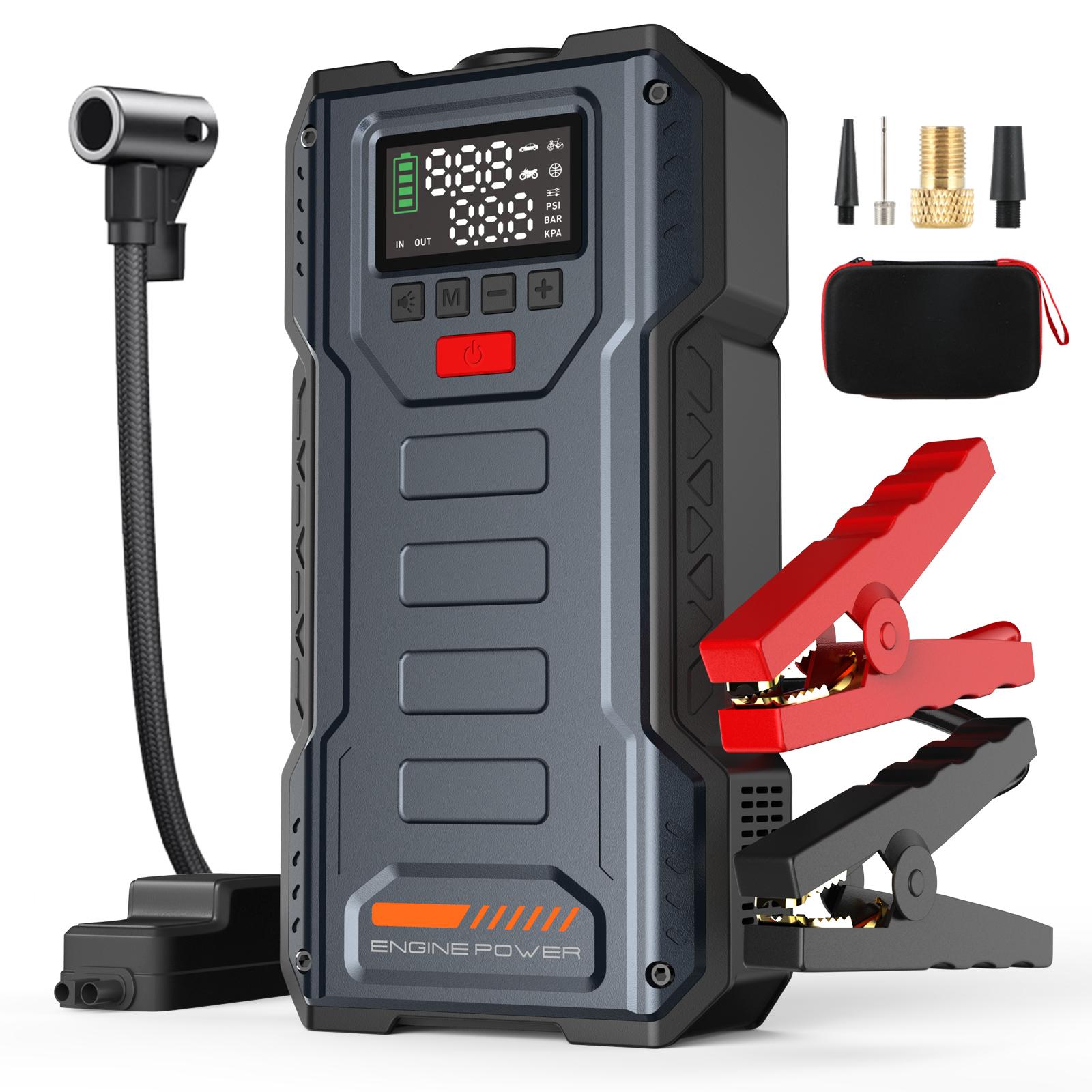 Car Jump Starter Booster Jumper BOX Power Bank Battery Charger Pack With 150PSI Air Compressor Eigotrav W170 12V 7000A 12000mAh