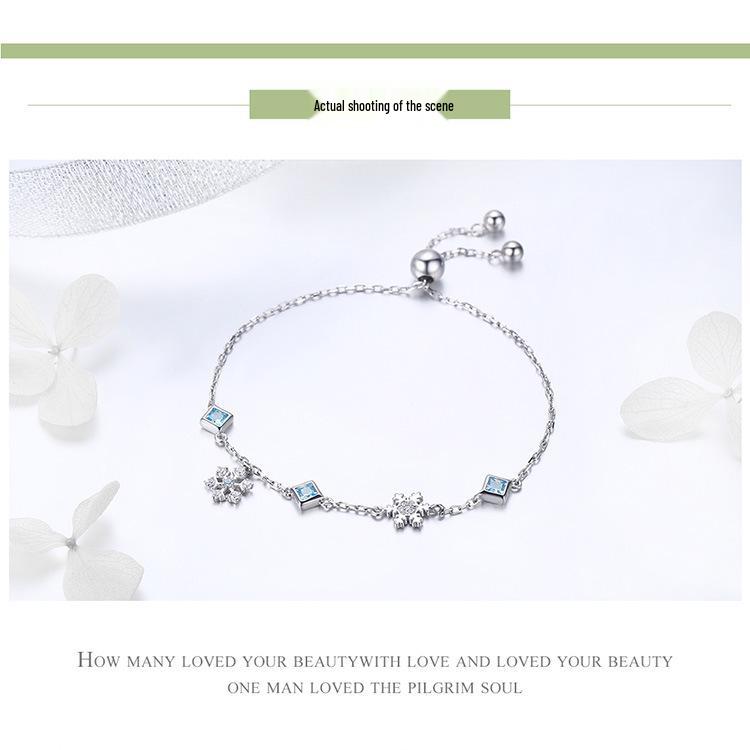 Yinziyun Snowflake Rhinestone S925 Silver Winter Bracelet - Christmas Jewelry