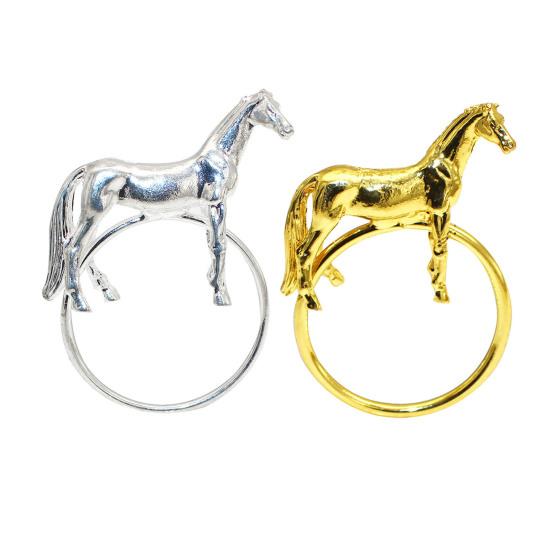 12 Stück Pferde Serviettenringe Metall Stehendes Pferd Serviettenhalter Wiederverwendbare Dekorative Serviettenhalter für Hochzeit Geburtstag Zuhause Dinnerpartys
