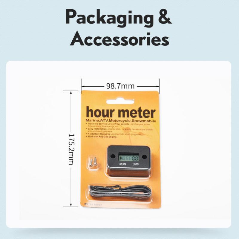 1 Set Motorcycle Engine Working Hour Meter Inductive Timer Lcd Display Digital Time Gause For Atv Boat Moto Instrument